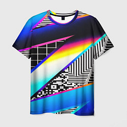 Мужская футболка Neon stripes geometry