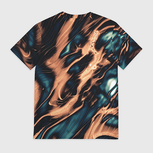 Мужская футболка Абстракция тёмный бирюзово-медный / 3D-принт – фото 2
