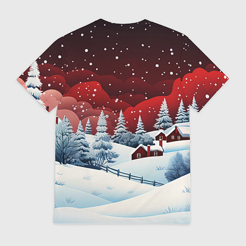 Мужская футболка Новогодняя змейка и снегопад / 3D-принт – фото 2