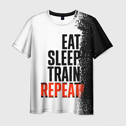 Футболка мужская Eat sleep train repeat, цвет: 3D-принт