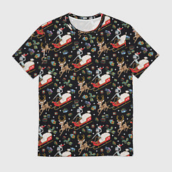 Мужская футболка Рик и Морти сани с оленем - Christmas