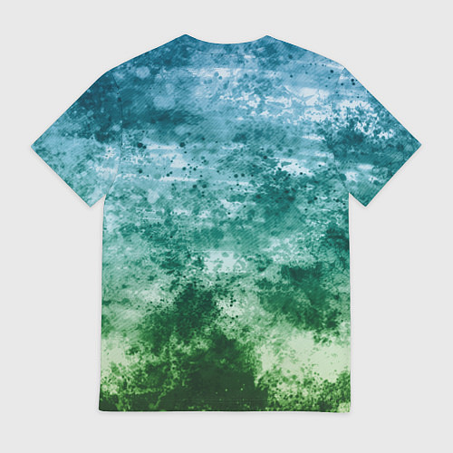 Мужская футболка Агрессивная зеленая змея на абстрактном фоне / 3D-принт – фото 2