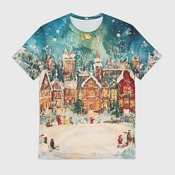 Мужская футболка Новогодний снежный город