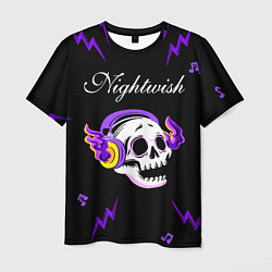 Футболка мужская Nightwish неоновый череп, цвет: 3D-принт