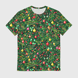 Мужская футболка Разноцветные шары на ёлке