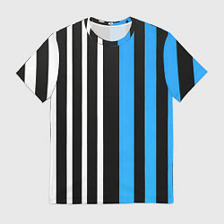 Мужская футболка Вертикальные полосы триколор синий