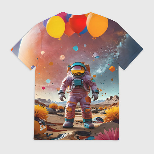 Мужская футболка Праздничный космонавт / 3D-принт – фото 2