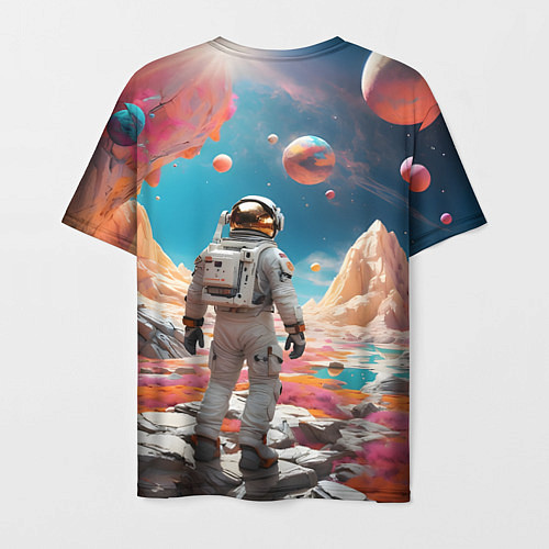 Мужская футболка Космонавт на розовой планете / 3D-принт – фото 2