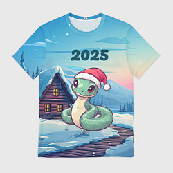 Мужская футболка Новый год змейка 2025