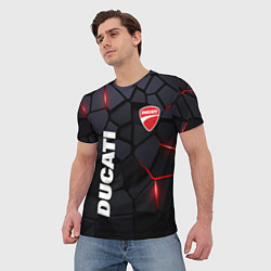 Футболка мужская Ducati - плиты с эффектом свечения, цвет: 3D-принт — фото 2