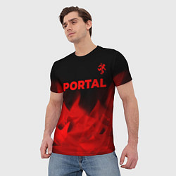 Футболка мужская Portal - red gradient посередине, цвет: 3D-принт — фото 2