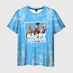 Футболка мужская Happy Holidays - Fortnite Ginger Gunner и Щелкунчи, цвет: 3D-принт