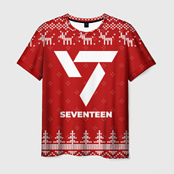 Футболка мужская Новогодний Seventeen с оленями, цвет: 3D-принт