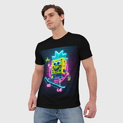 Футболка мужская Sponge Bob on a skateboard - ai art fantasy, цвет: 3D-принт — фото 2