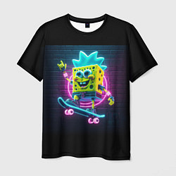 Футболка мужская Sponge Bob on a skateboard - ai art fantasy, цвет: 3D-принт