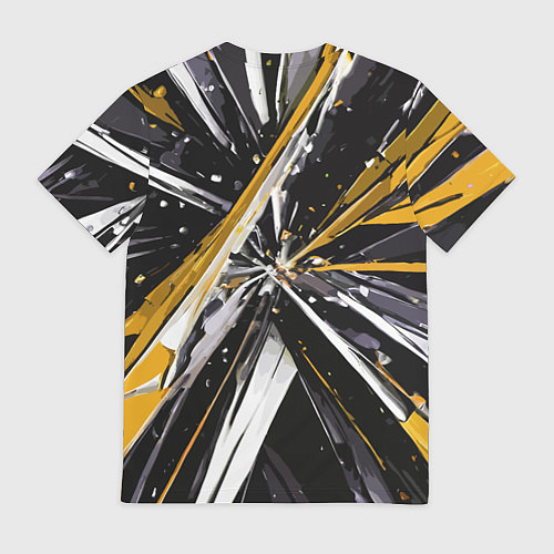 Мужская футболка Чёрно-жёлто-белая абстракция / 3D-принт – фото 2