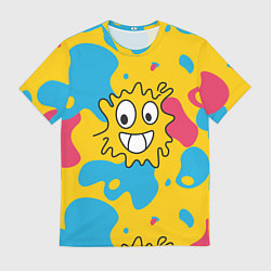 Футболка мужская Абстрактный узор с забавной желтой кляксой, цвет: 3D-принт