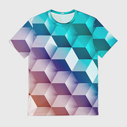 Мужская футболка Объёмные разноцветные градиентные кубы