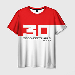 Футболка мужская 30 Seconds to Mars - red and white, цвет: 3D-принт