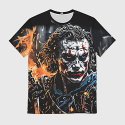 Футболка мужская Джокер на фоне огня, цвет: 3D-принт