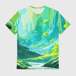 Мужская футболка Зелёная кислотная абстракция