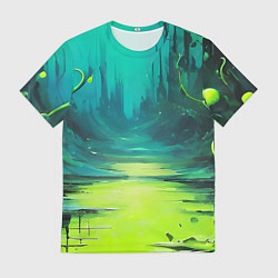 Мужская футболка Зелёная кислотная абстракция