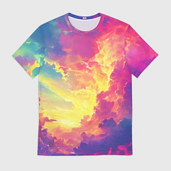 Мужская футболка Розовые облака на синем небе