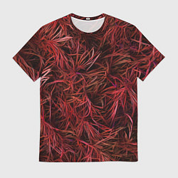 Футболка мужская Красная трава на чёрном фоне, цвет: 3D-принт