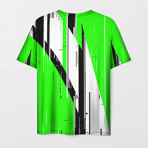 Мужская футболка Black and white vertical stripes on a green backgr / 3D-принт – фото 2