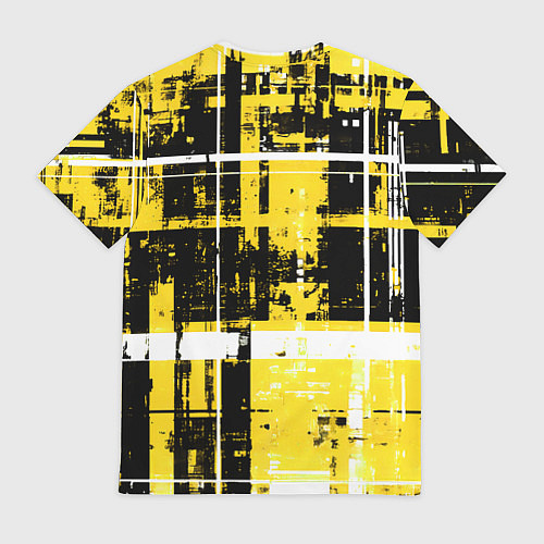 Мужская футболка Жёлто-белый гранж на чёрном фоне / 3D-принт – фото 2