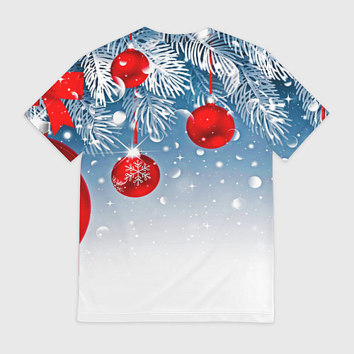 Мужская футболка Ёлочные ветви с игрушками / 3D-принт – фото 2