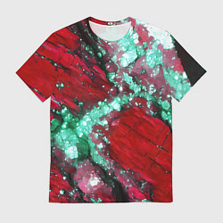 Мужская футболка Голубой минерал в красном камне