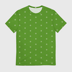 Мужская футболка Снежинки на зеленом