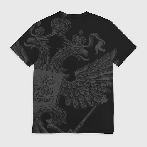 Мужская футболка Герб России - черный минимализм / 3D-принт – фото 2