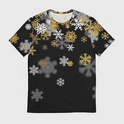 Футболка мужская Снежинки объемные золотистые, цвет: 3D-принт