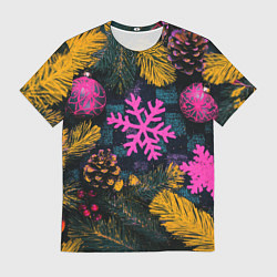 Мужская футболка Новый год и краски