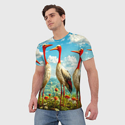 Футболка мужская Аисты в горах, цвет: 3D-принт — фото 2