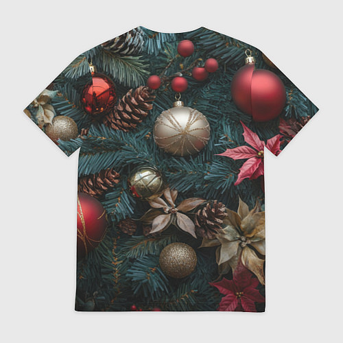 Мужская футболка Новогодние украшения на елочке / 3D-принт – фото 2