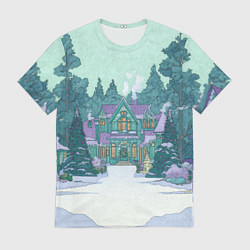 Мужская футболка Новый год - двор