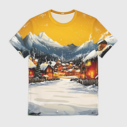 Мужская футболка Ламповый новый год - домики