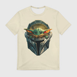 Мужская футболка Малыш Грогу внутри шлема Мандалорец