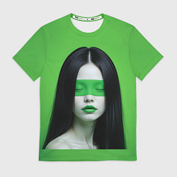 Футболка мужская Pop art девушка на зеленом фоне, цвет: 3D-принт