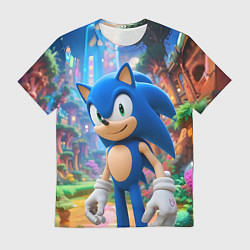 Футболка мужская Sonic красочный мир, цвет: 3D-принт