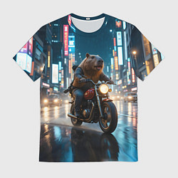 Футболка мужская Капибара байкер, цвет: 3D-принт