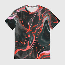 Мужская футболка Красно-чёрный мрамор