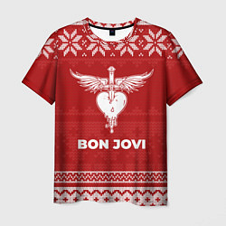 Футболка мужская Новогодний Bon Jovi, цвет: 3D-принт