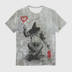 Футболка мужская Banksy - heart money, цвет: 3D-принт