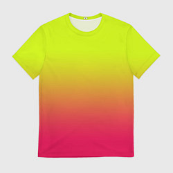 Мужская футболка Градиент салатовый в розовый