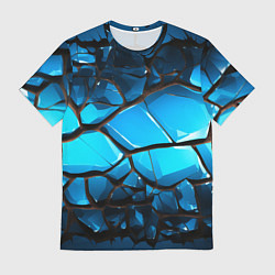 Мужская футболка Синяя текстура объемных плит