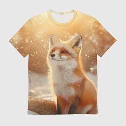Футболка мужская Лисица в снежном лесу, цвет: 3D-принт